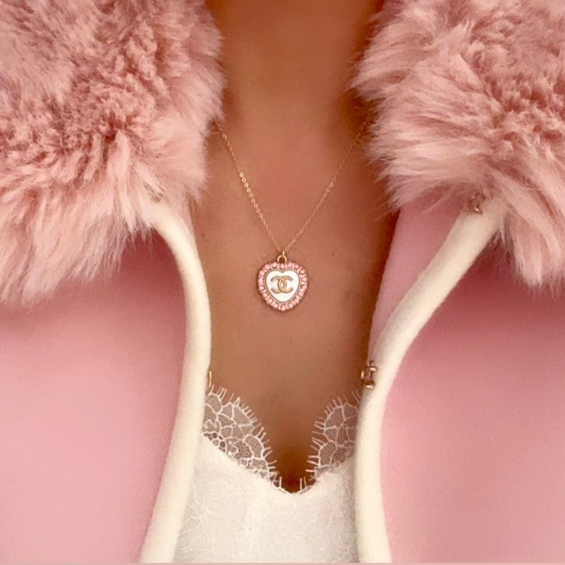 The White Heart Pavé Necklace- 2 color options