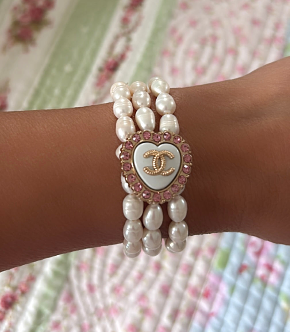 The White Heart Pavé Bracelet Stack