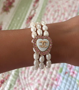 The White Heart Pavé Bracelet Stack