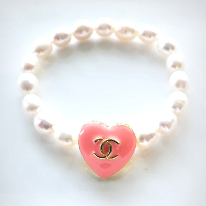 The Pearl & Pink Heart Bracelet