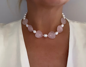 The Pearl & Rose Quartz Necklace