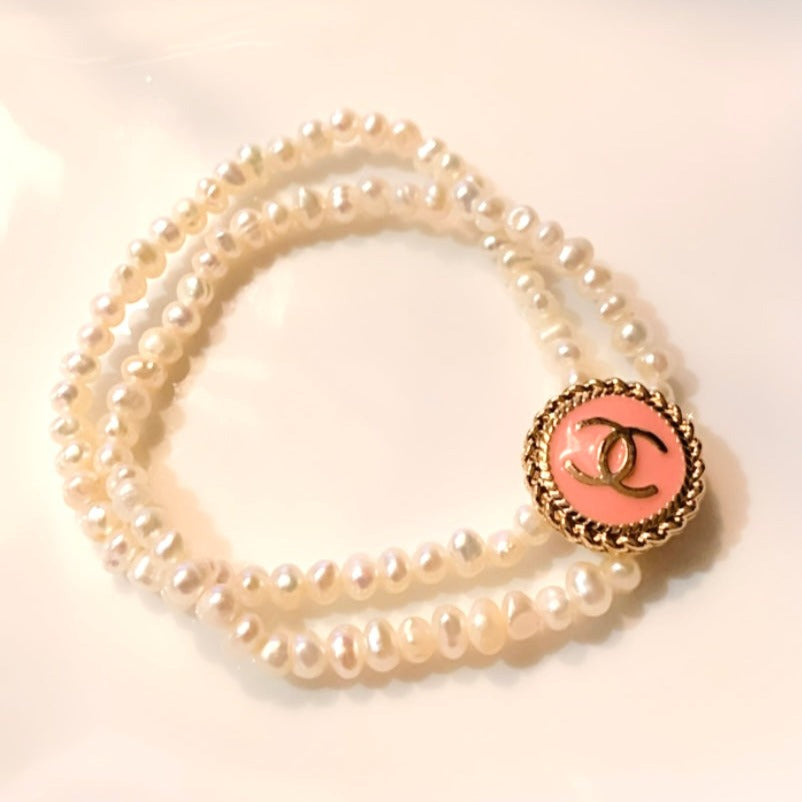 The Pearl Medallion Mini Double Strand Bracelet
