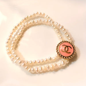 The Pearl Medallion Mini Double Strand Bracelet