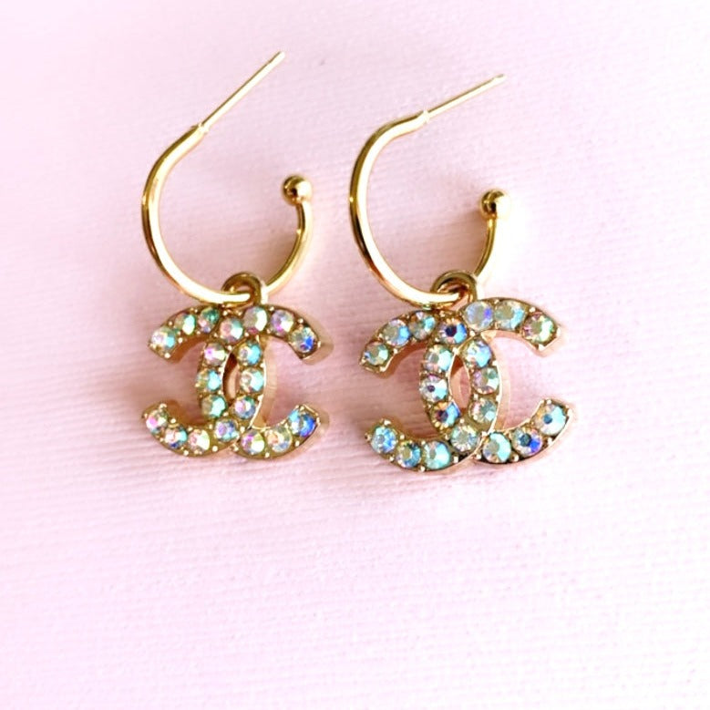 The Small Hoop Earrings With AB Crystals