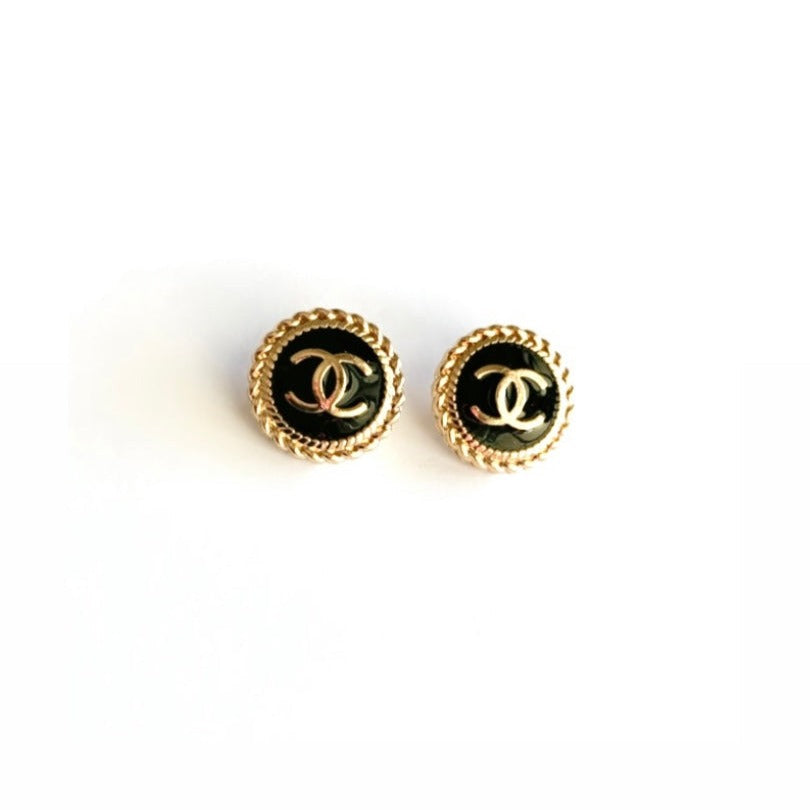 The Black & Gold Medallion Stud Earrings-Minis
