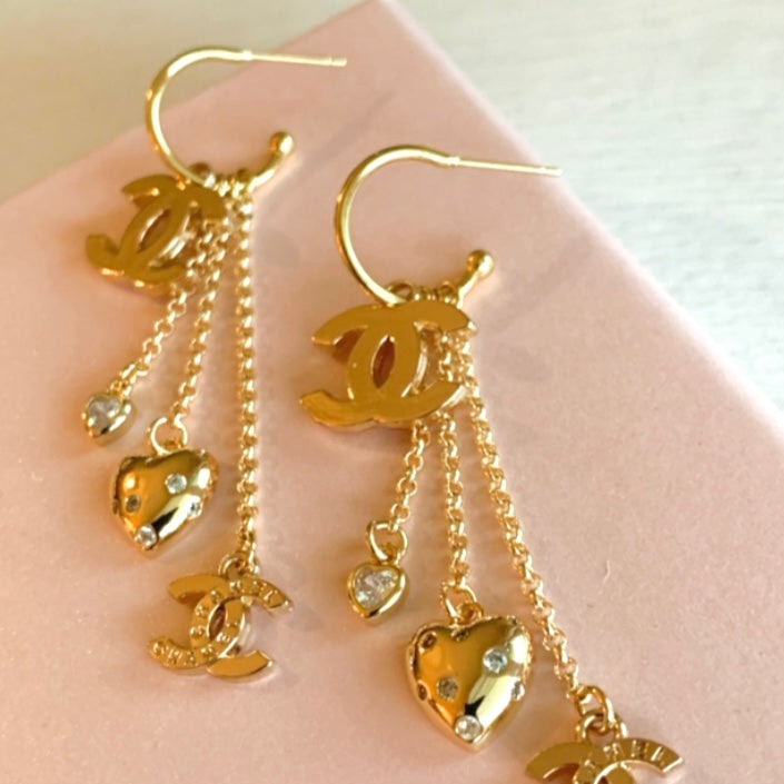 The CC Mini Charm Earrings in Gold