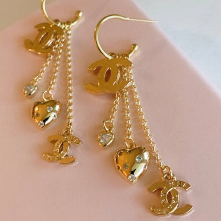 The CC Mini Charm Earrings in Gold