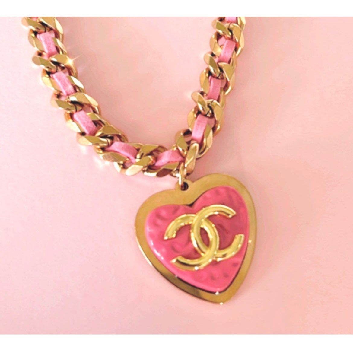 The Jumbo Braided Necklace in Pink