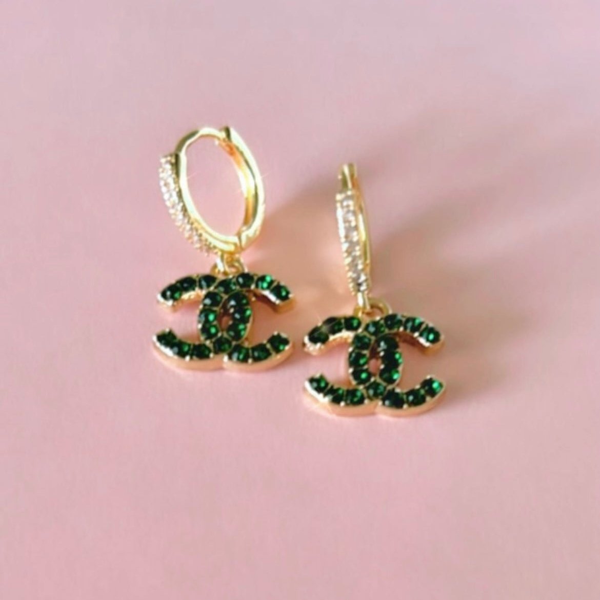 The Classic Mini Earrings with Huggies- Green