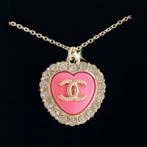 The Pink Heart Pavé Necklace