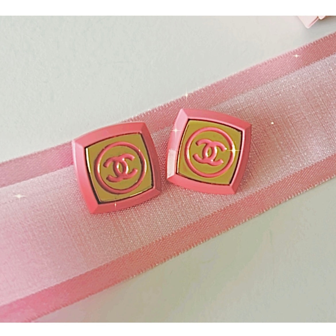 The Pink Square Stud Earrings