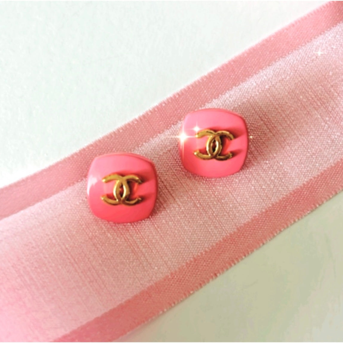 The Mini Pink Square Stud Earrings