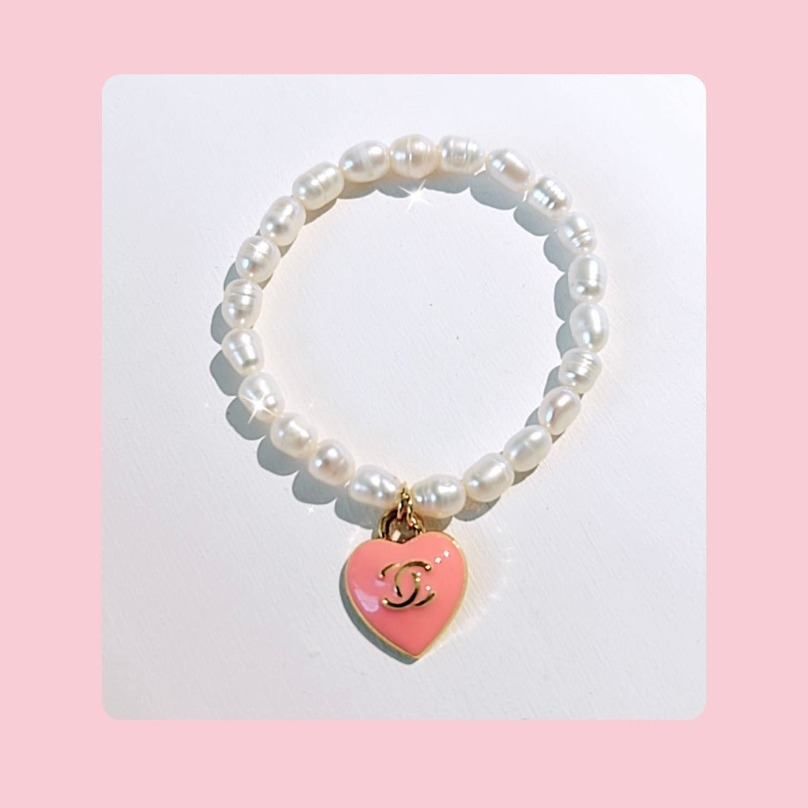 The Pearl & Pink Heart Bracelet