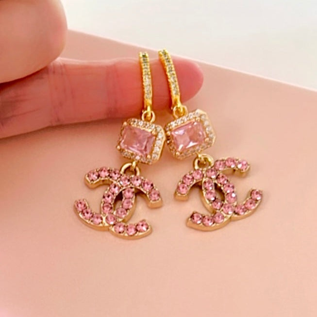 The Bejeweled Earrings in Pink