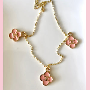 The Mini Flower Charm Necklace in Pink