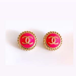 The Hot Pink Medallion Mini Stud Earrings