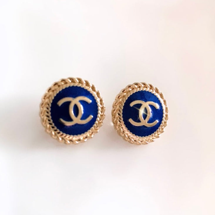 The Blue Medallion Stud Earrings-Minis
