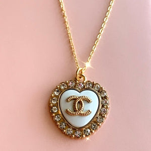 The White Heart Pavé Necklace- 2 color options