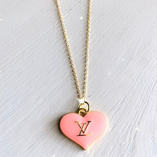 The LV Heart Necklace in Pink
