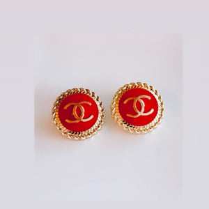 The Red Medallion Stud Earrings-Small