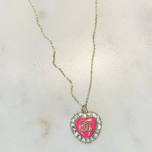 The Pink Heart Pavé Necklace