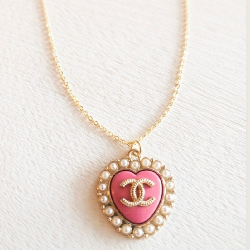 The Pink Heart Pearl Necklace
