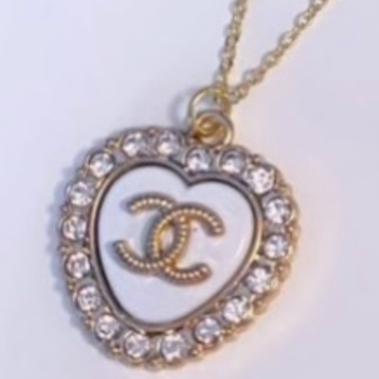 The White Heart Pavé Necklace- 2 color options